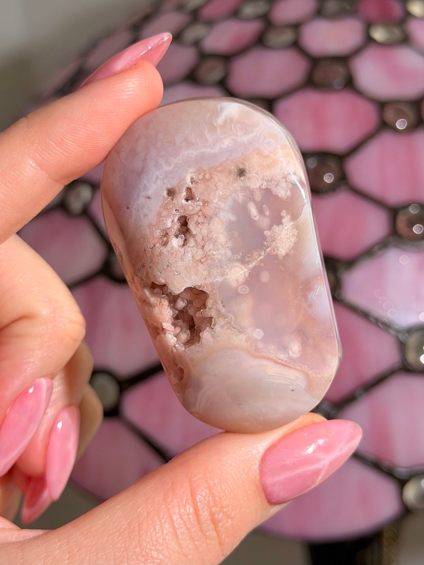 Pastel flower agate palmstone