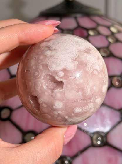 Bubbly Pink amethyst x flower agate sphere