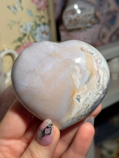 Pastel lilac sea jasper heart