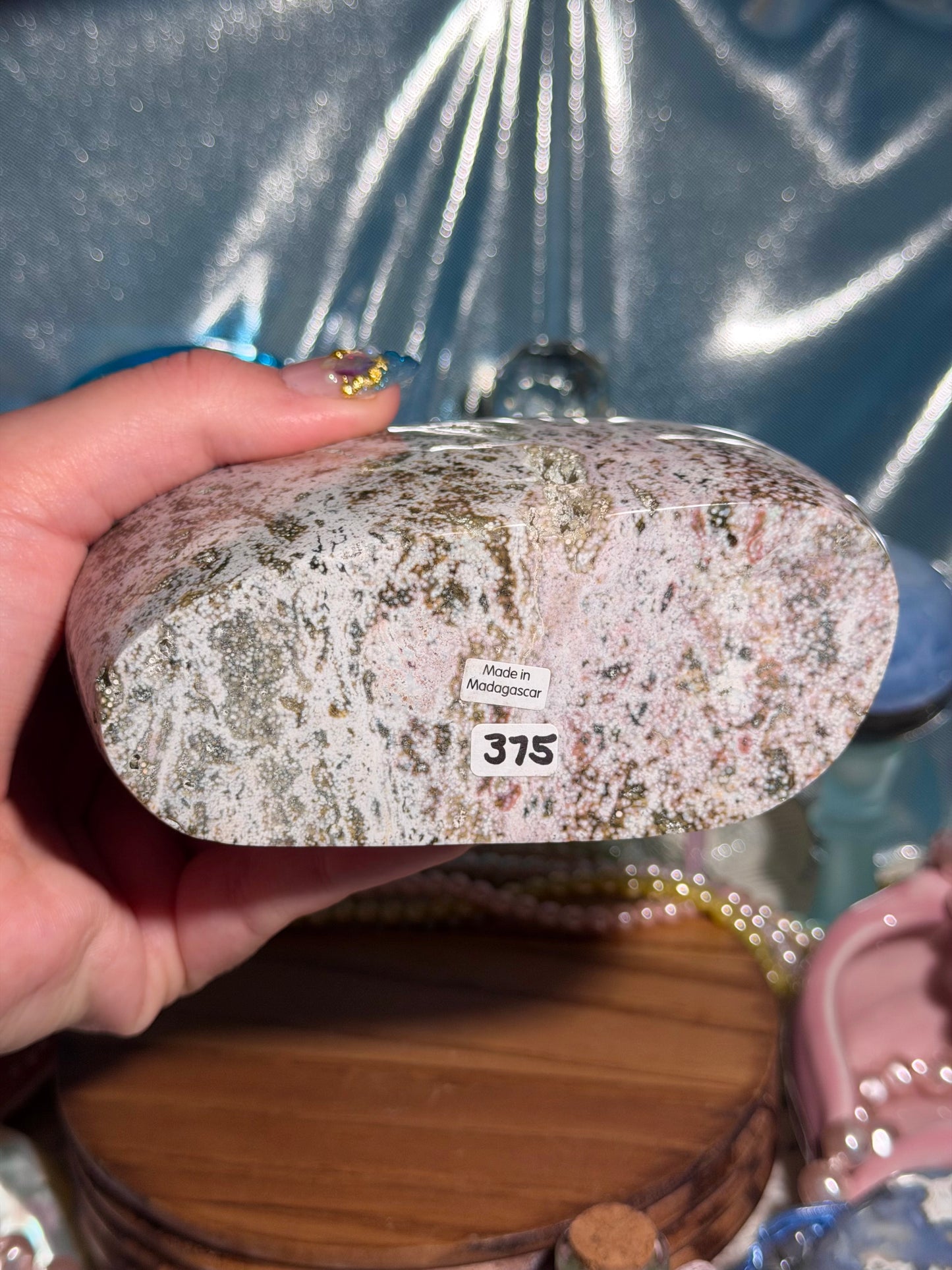 Statement Pastel Rainbow Orbicular Veinless Ocean Jasper™ freeform from Madagascar