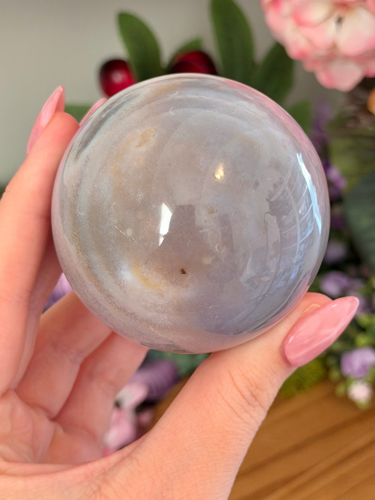 Pastel lilac sea jasper sphere
