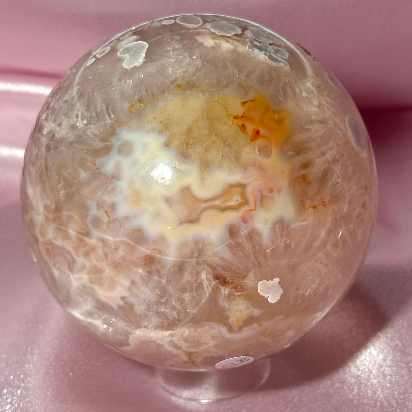 Pink amethyst flower agate sphere (D)
