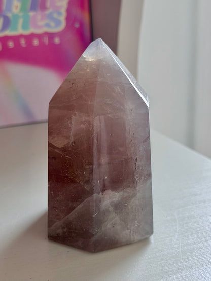 Shimmery blue rose quartz tower