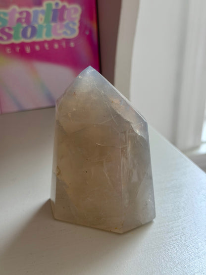 Blue rose quartz tower