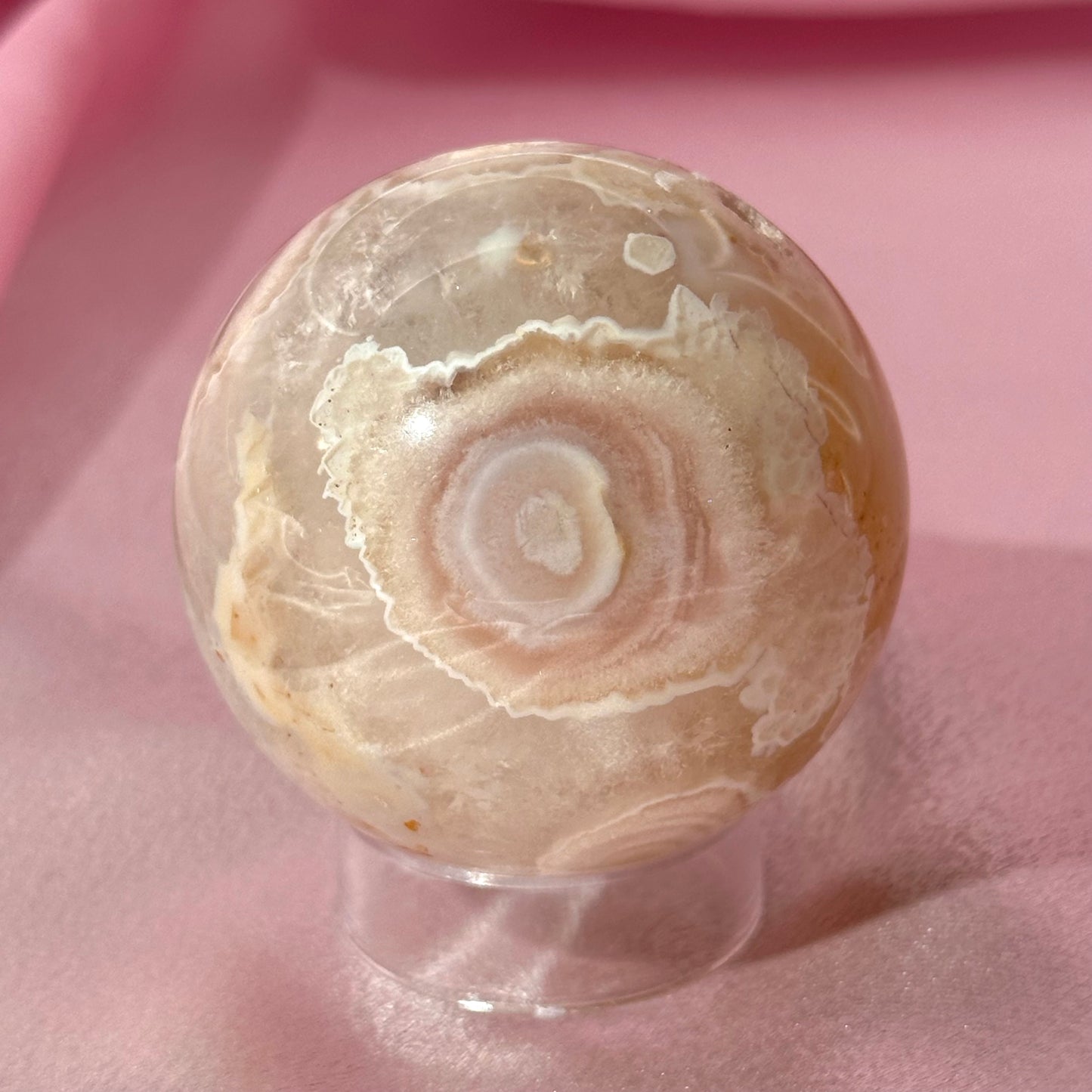 Pink amethyst flower agate sphere (O)