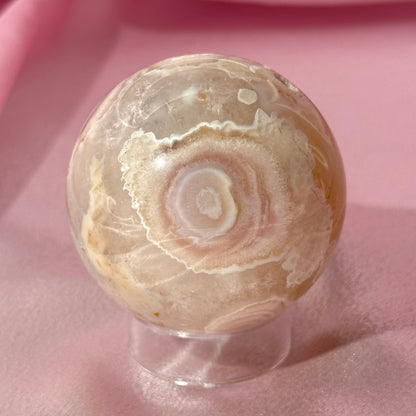 Pink amethyst flower agate sphere (O)