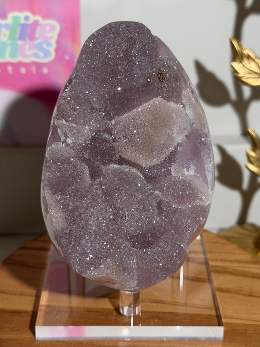 Brazilian purple sugar amethyst egg on stand - XL