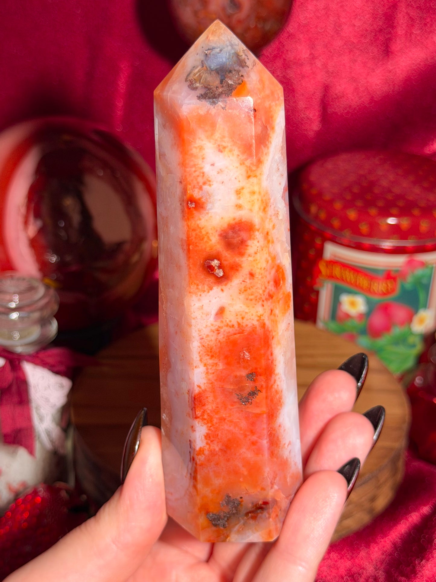 Mossy & quartzy orange creamsicle carnelian tower