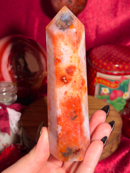 Mossy & quartzy orange creamsicle carnelian tower