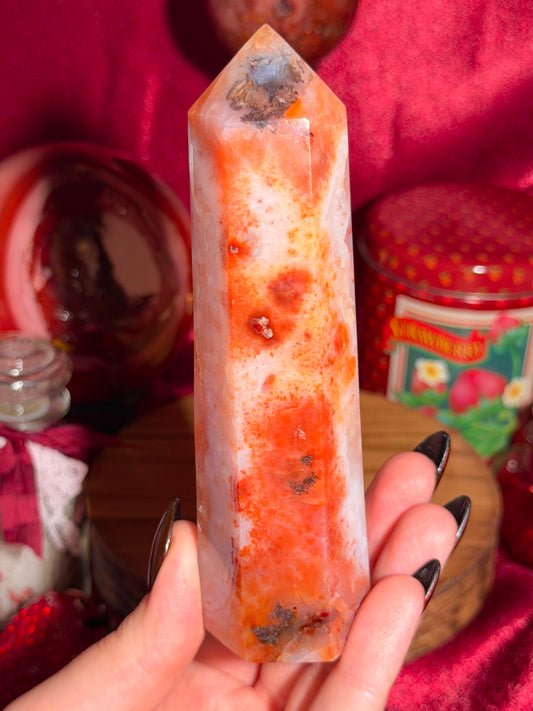 Mossy & quartzy orange creamsicle carnelian tower