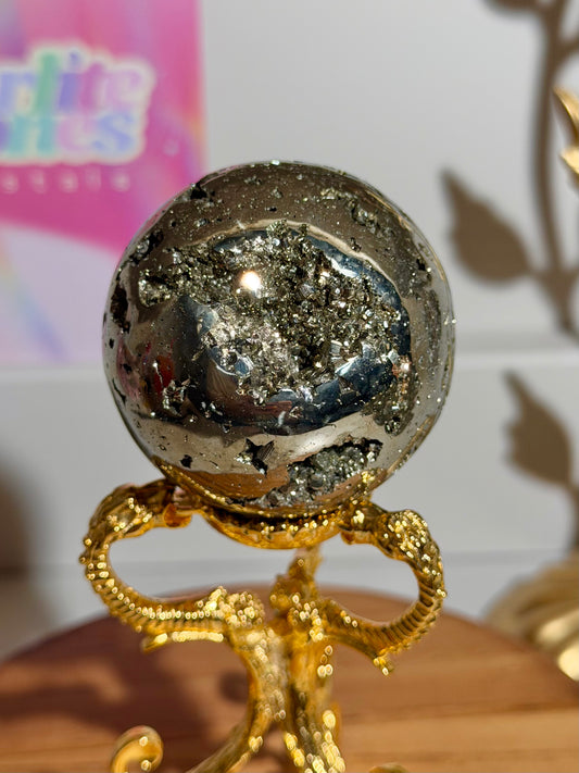 Golden pyrite sphere from Peru