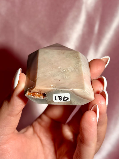 Pink Plume Agate Domino Tower (D)