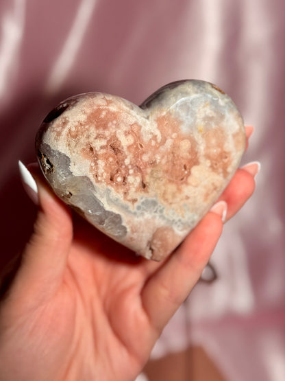 Brazilian Pink Amethyst Heart On Stand
