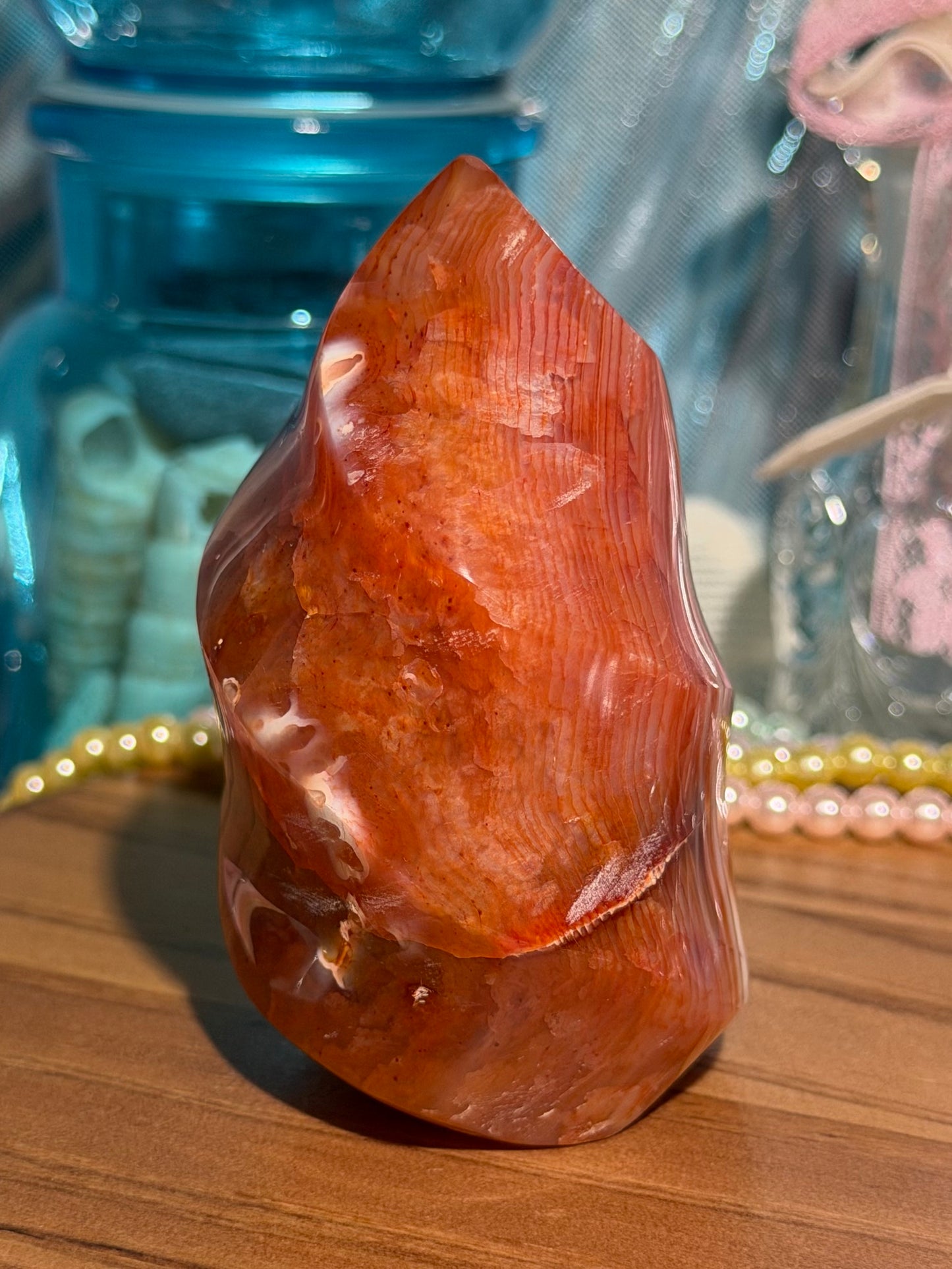 Colorful banded carnelian flame