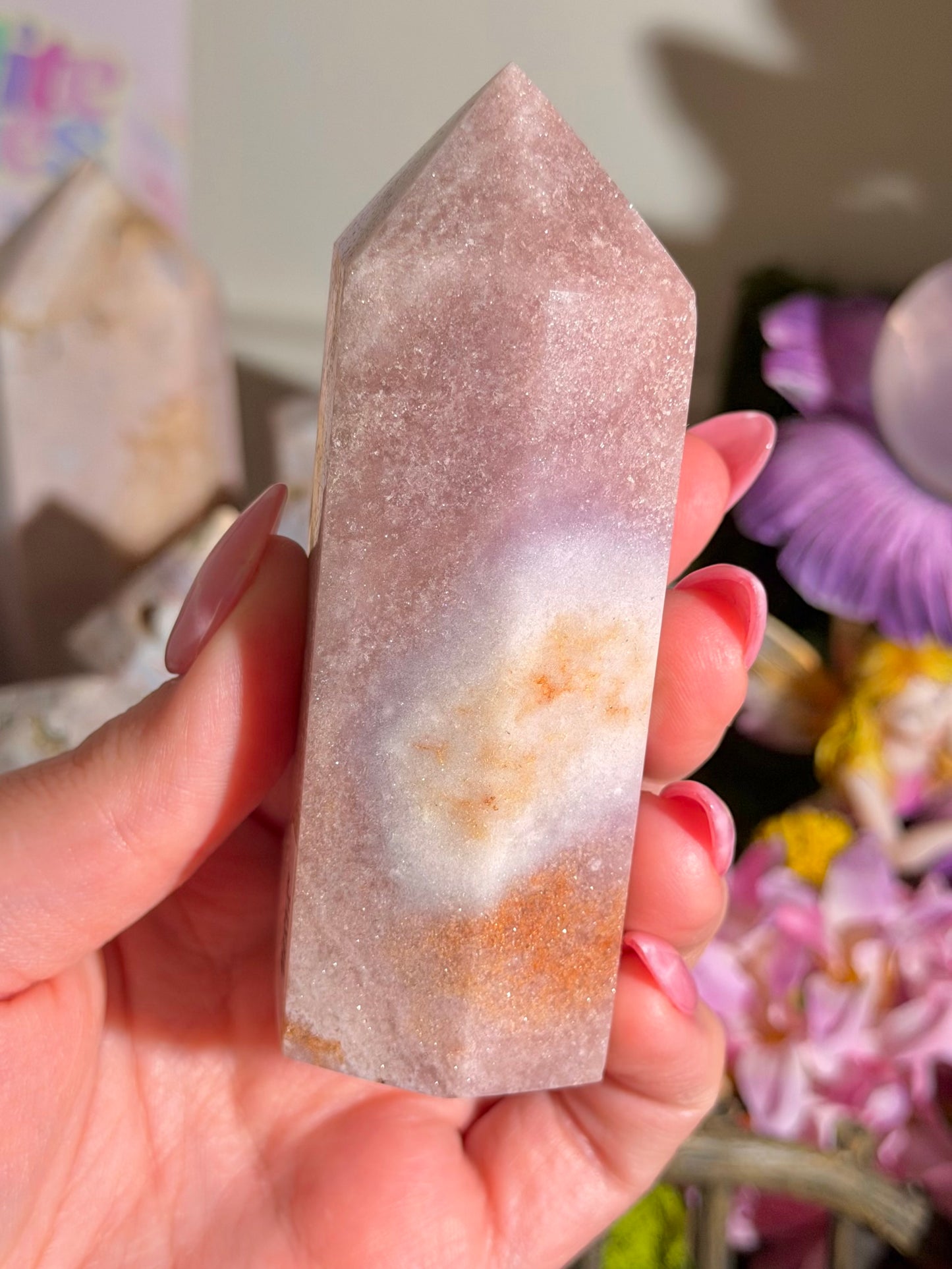 Pink "nebula" amethyst tower from Brazil