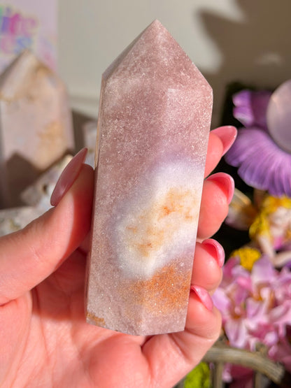 Pink "nebula" amethyst tower from Brazil