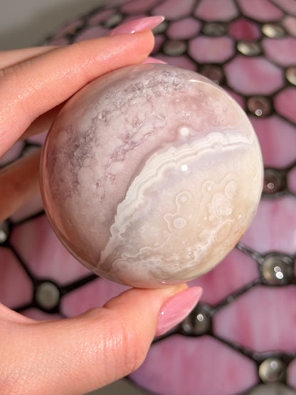 Pastel purple Pink amethyst x flower agate sphere