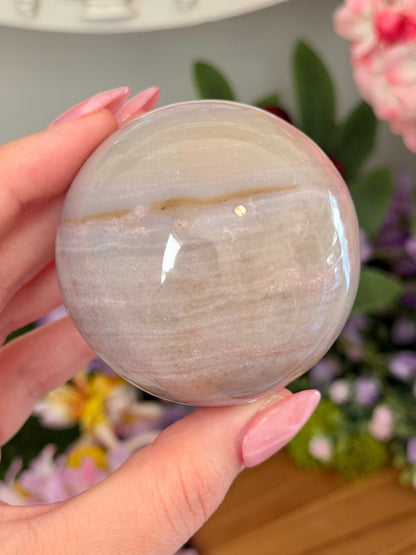 Pastel lilac and yellow sea jasper sphere