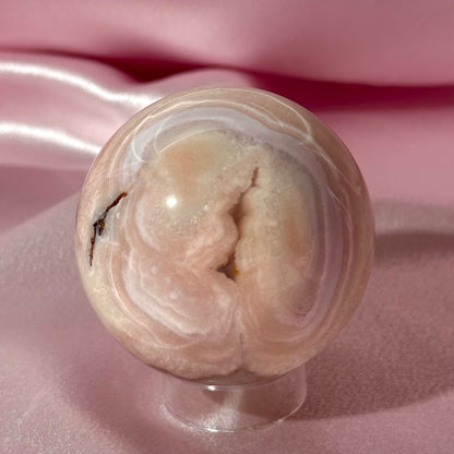 Pink amethyst flower agate sphere (I)