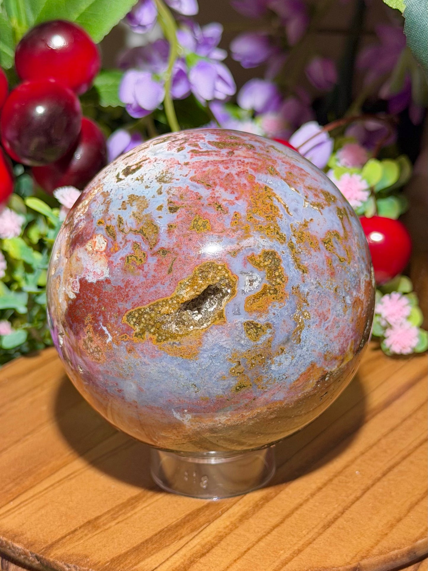 Pink cosmic sea jasper sphere