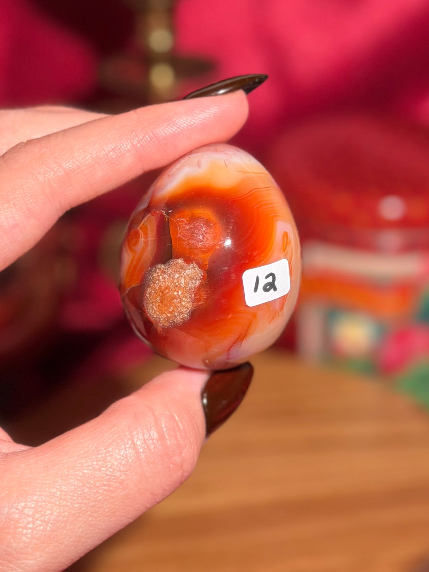 Funky pink n' peachy carnelian egg