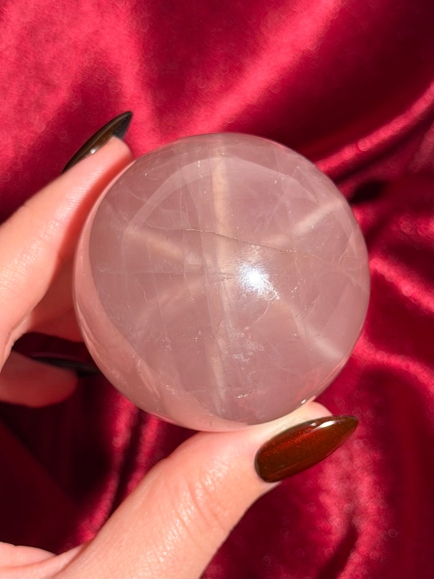 Star rose quartz sphere from Madagascar
