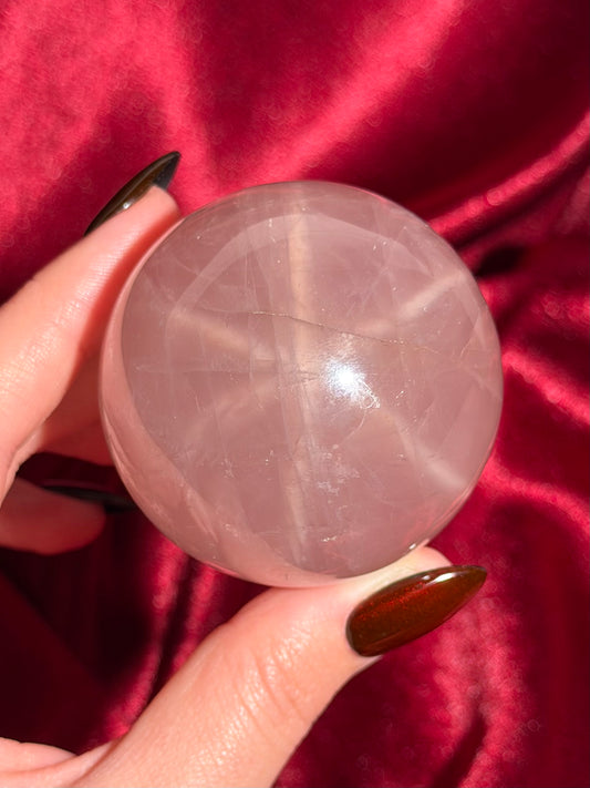 Star rose quartz sphere from Madagascar