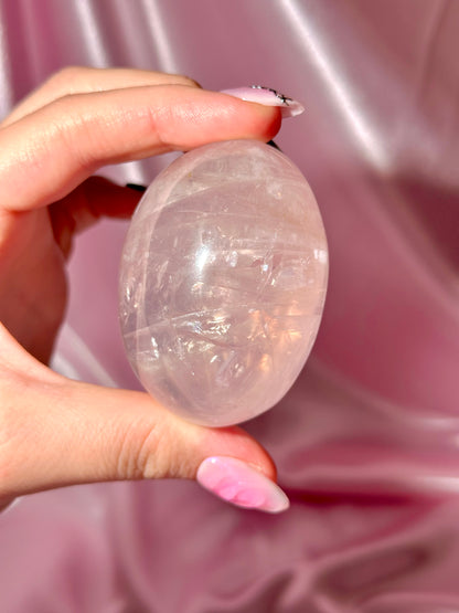 Gemmy star rose quartz palmstone (B)