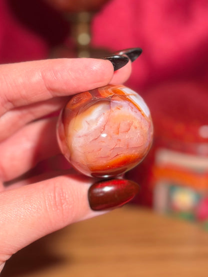 Funky pink n' peachy carnelian egg