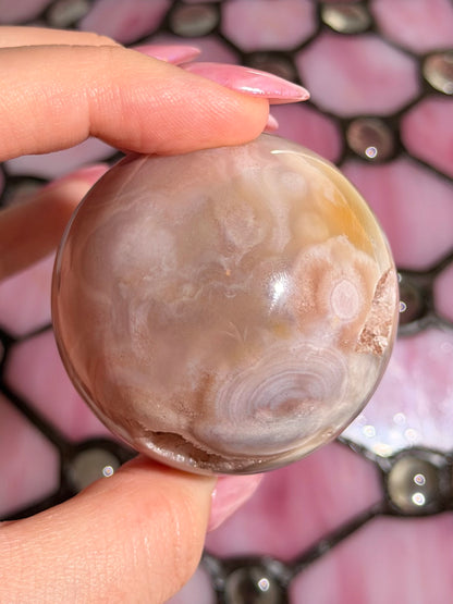 Purple toned Pink amethyst x flower agate sphere