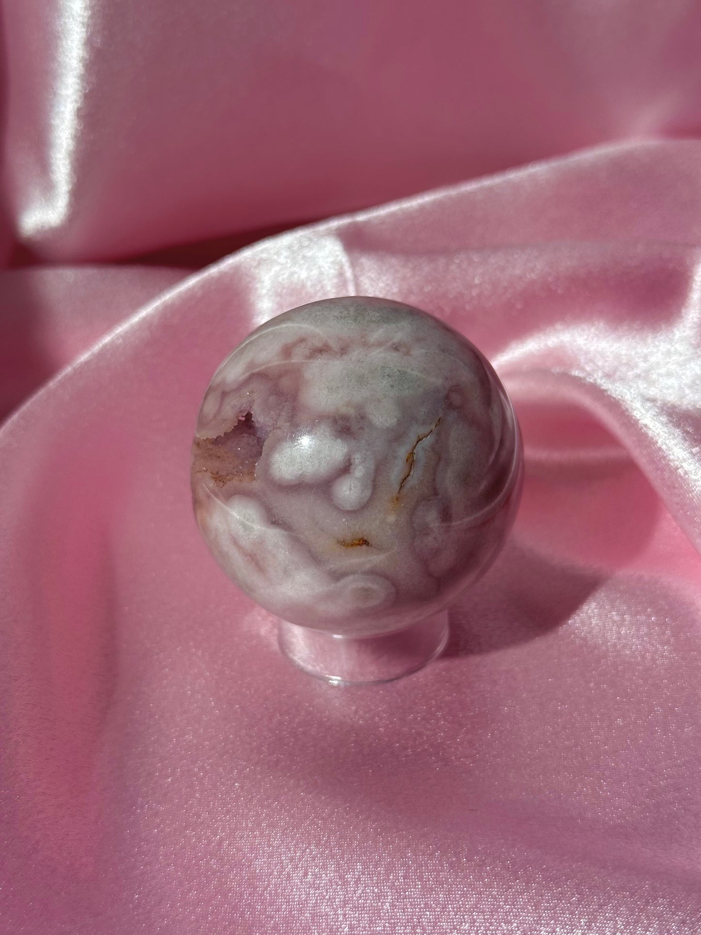 Brazilian pink amethyst x flower agate sphere