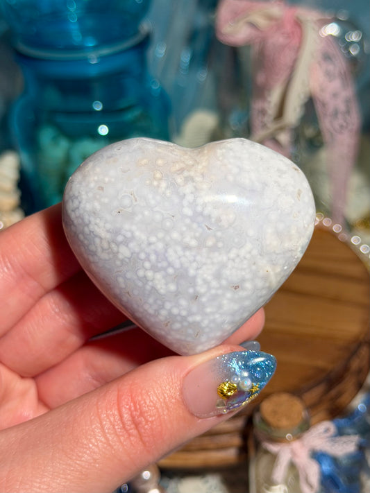 Pastel periwinkle orby sea jasper heart 16C