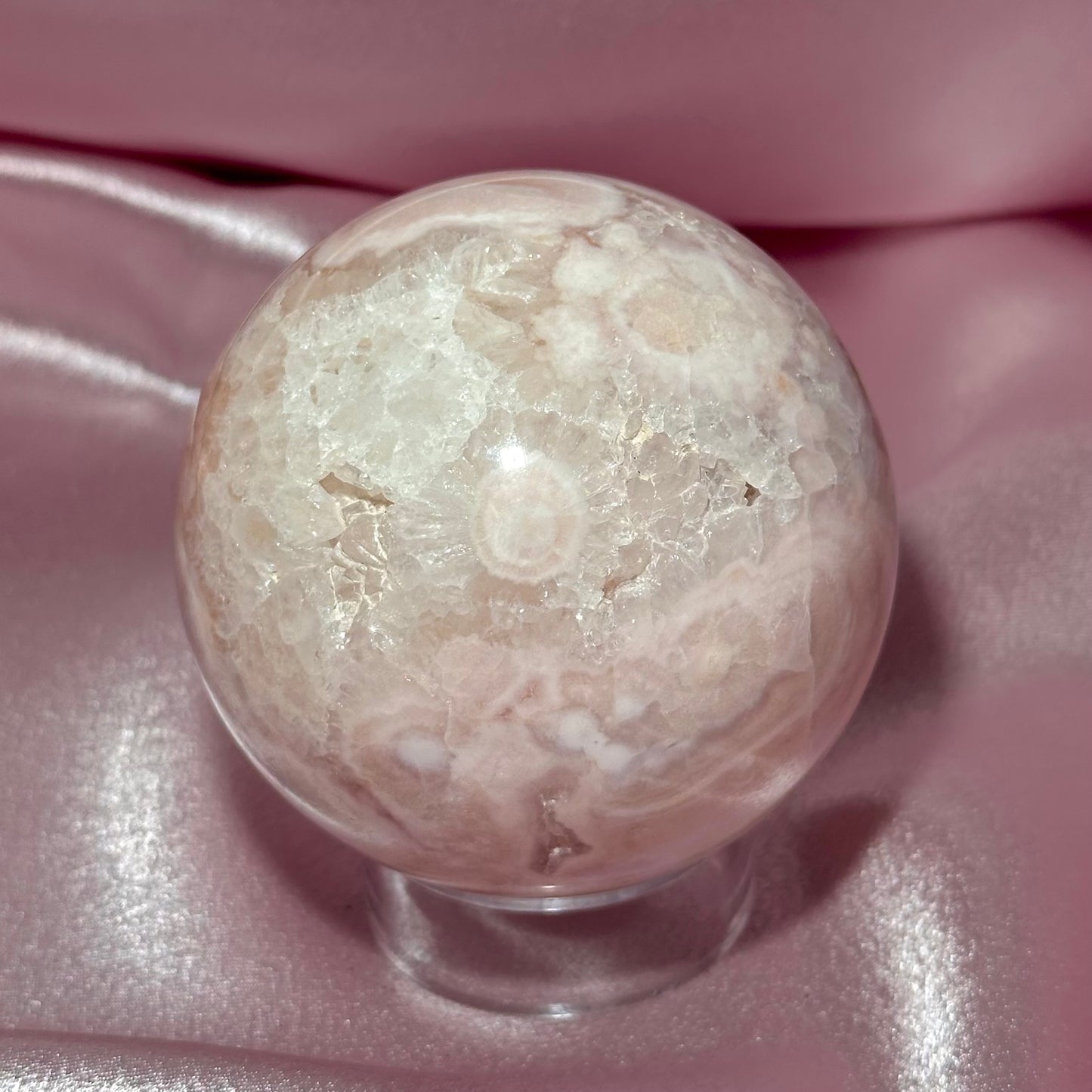 Pink amethyst flower agate sphere *imperfect (C)