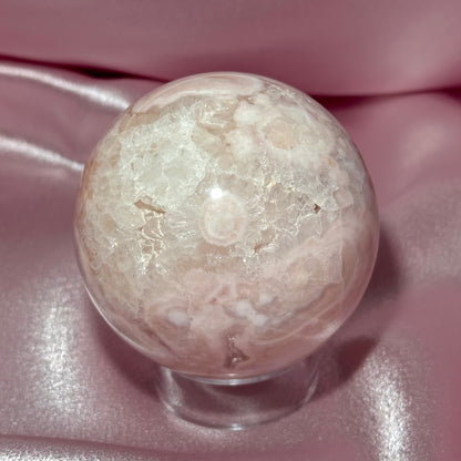 Pink amethyst flower agate sphere *imperfect (C)