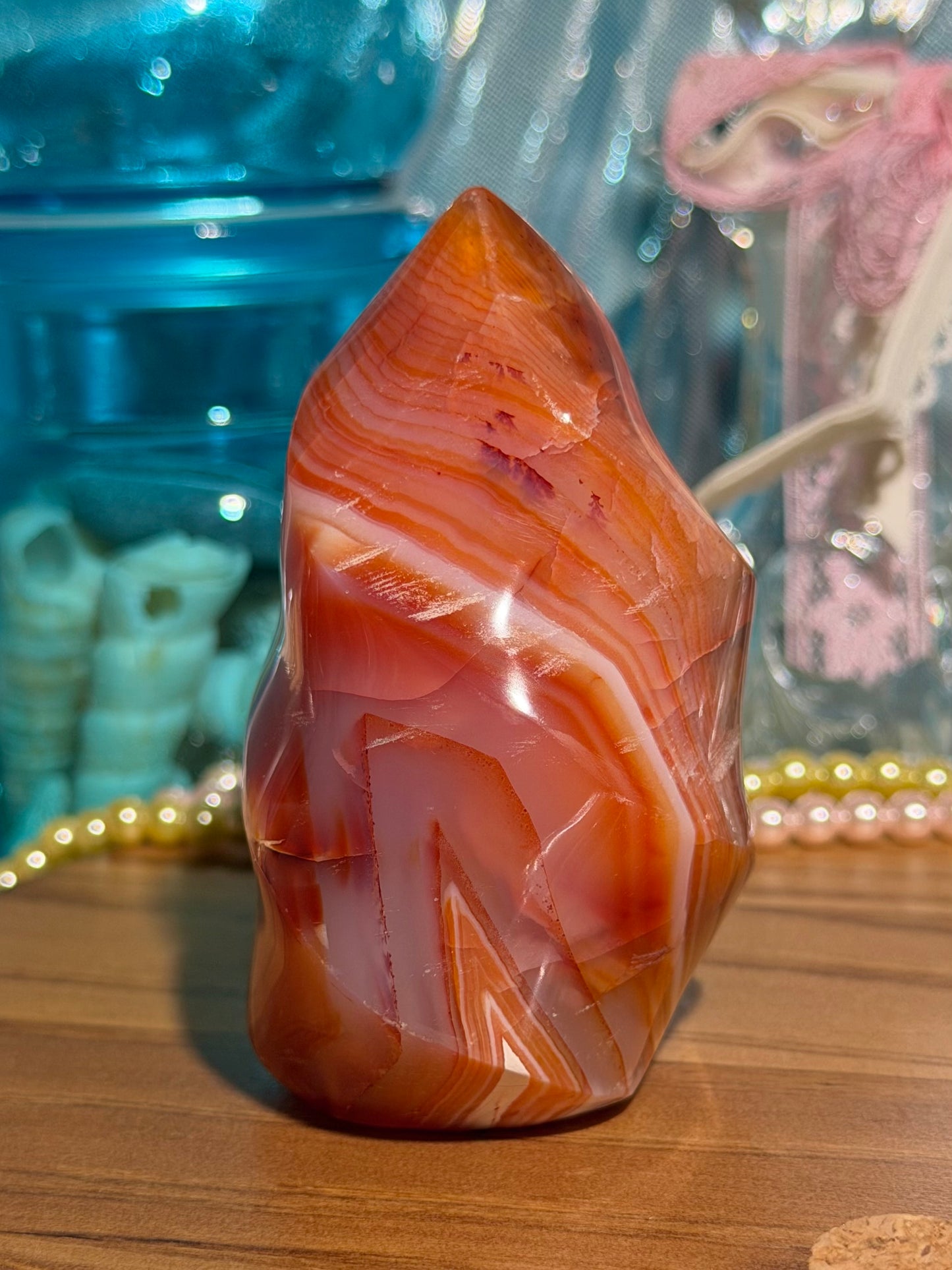 Colorful banded carnelian flame