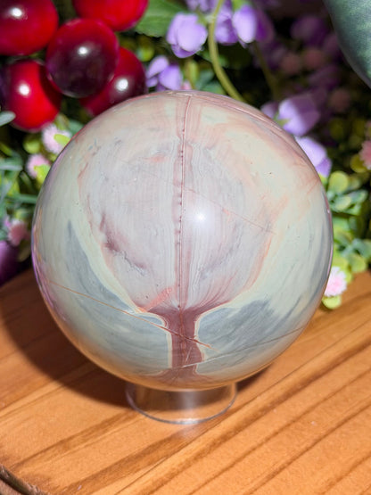 Pastel "tulip" dendritic picture jasper sphere