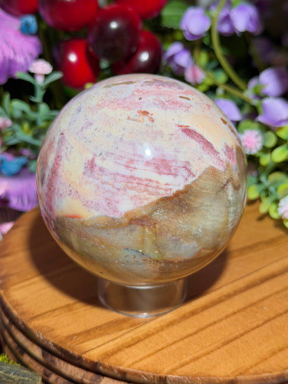 Pink sea jasper sphere