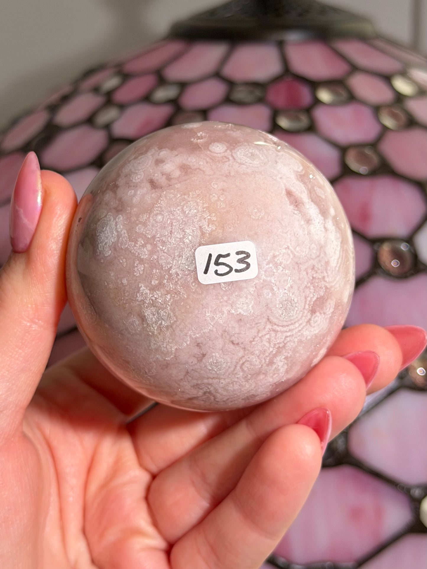 Bubbly Pink amethyst x flower agate sphere