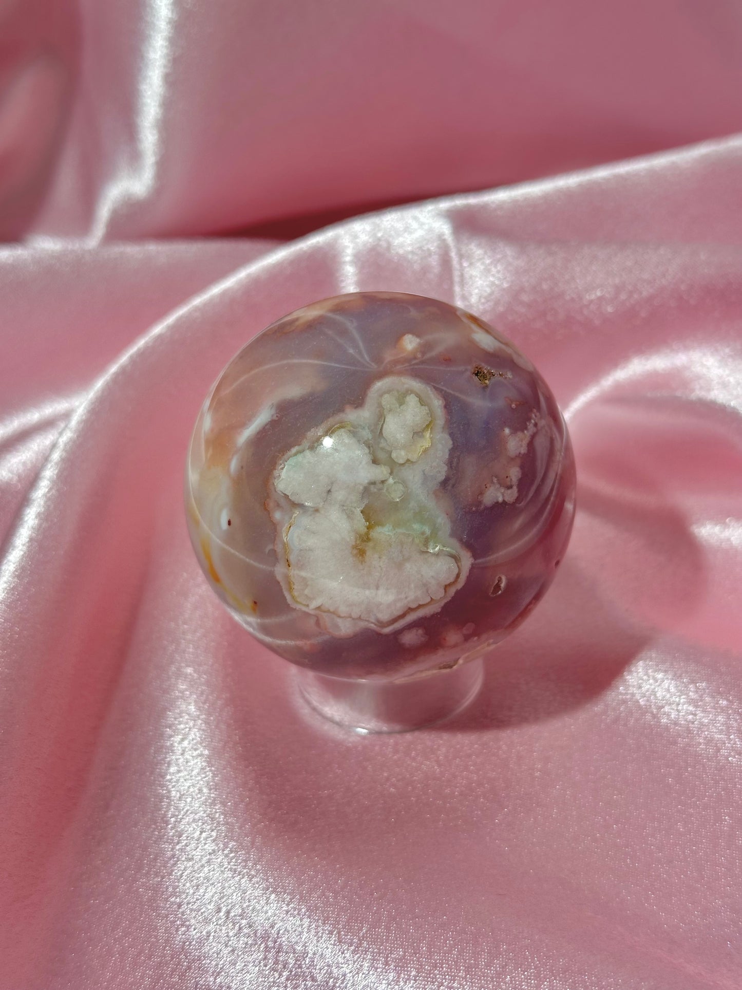 Colorful flower agate sphere from Madagascar *imperfect polish