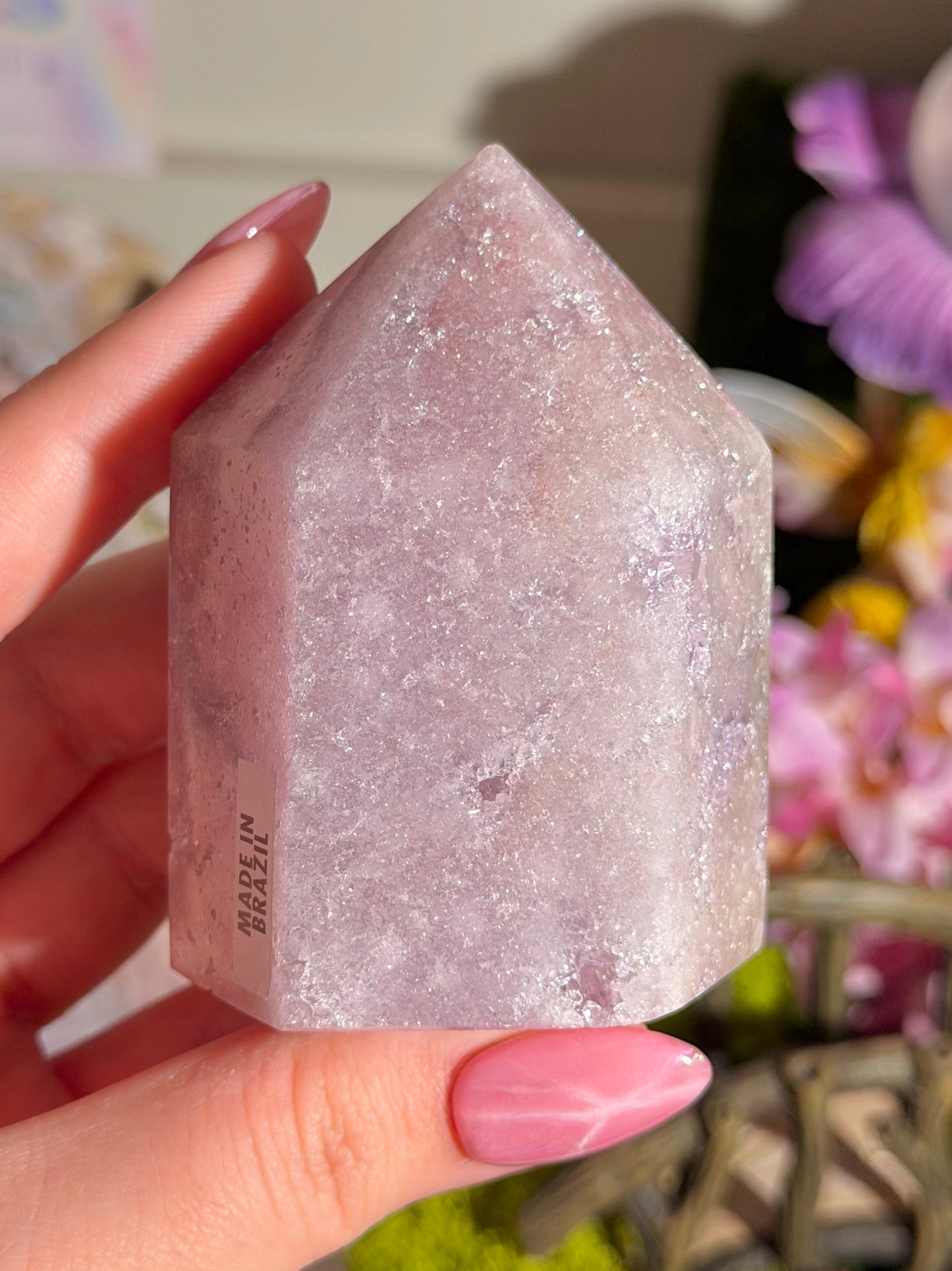 Pastel lilac pink amethyst tower from Brazil