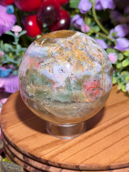 Fairy pink sea jasper sphere