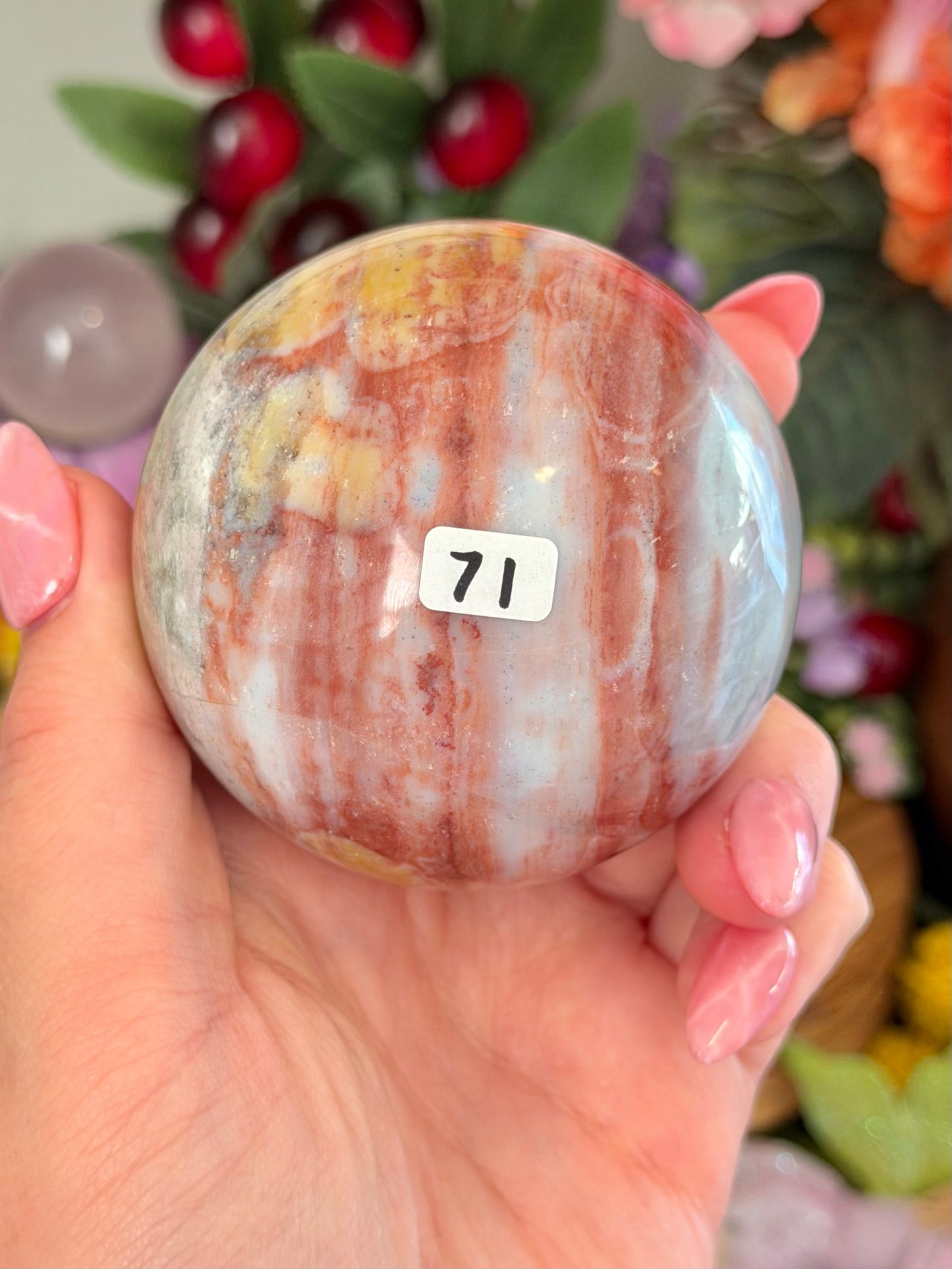 Multicolored pastel sea jasper sphere