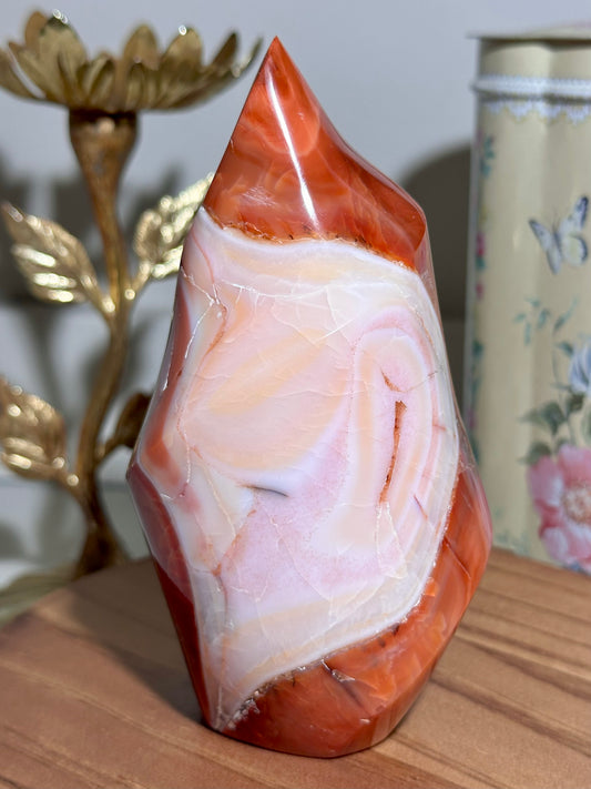 Pink swirl carnelian flame *imperfect tip