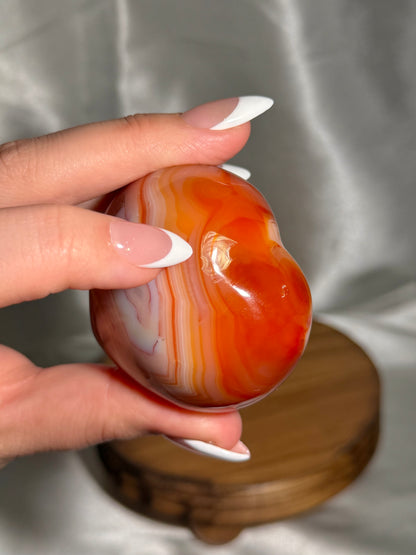 Pink banded carnelian heart