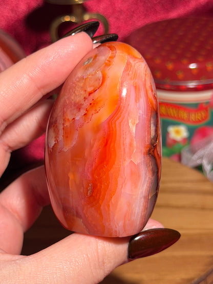 Peachy banded carnelian freeform