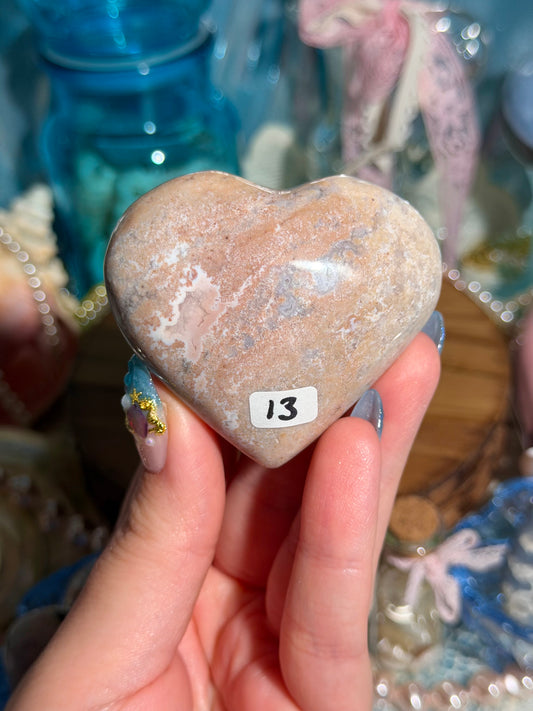 Pastel periwinkle orby sea jasper heart