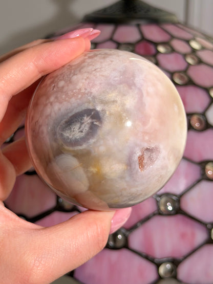 Pink amethyst x flower agate sphere