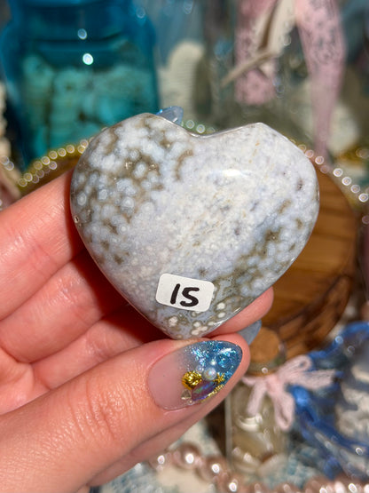 Pastel periwinkle orby sea jasper heart