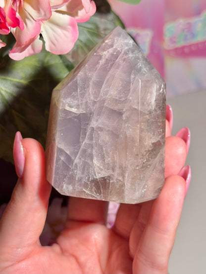 Shimmery blue rose quartz tower