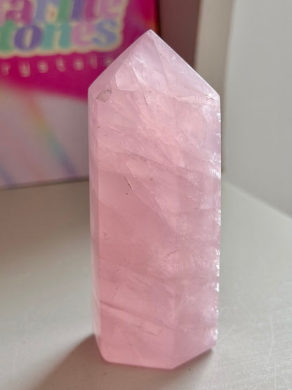 Baby pink rose quartz tower